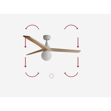 FARO 34280-11L - Mennyezeti ventilátor KLIM M 1xE27/15W/230V fenyő/fehér átm. 125 cm + távirányítás