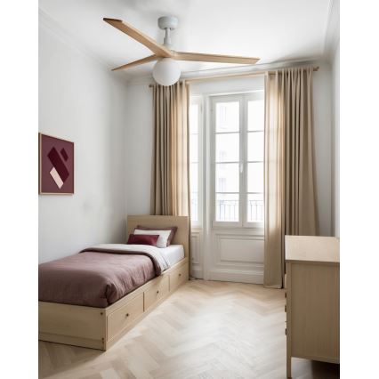 FARO 34280WT-11L - Mennyezeti ventilátor KLIM M 1xE27/15W/230V fenyő/fehér átmérő 125 cm Wi-Fi Tuya + távirányító