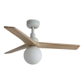FARO 34281WT-11L - KLIM S mennyezeti ventilátor 1xE27/15W/230V fenyő/fehér átmérő 92,5 cm Wi-Fi Tuya + távirányító