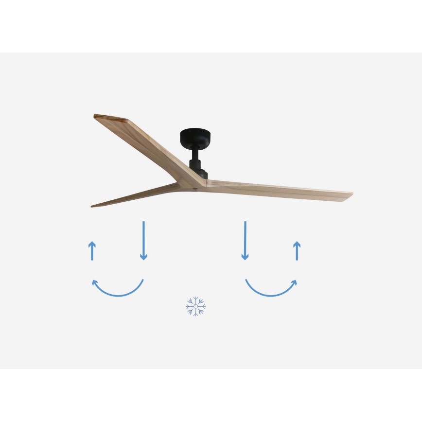 FARO 34282 - Mennyezeti ventilátor KLIM L fenyő/fekete átm. 150 cm + távirányítás