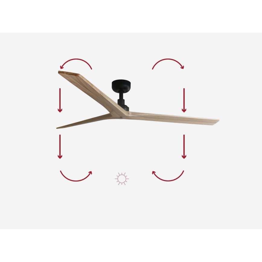 FARO 34282 - Mennyezeti ventilátor KLIM L fenyő/fekete átm. 150 cm + távirányítás