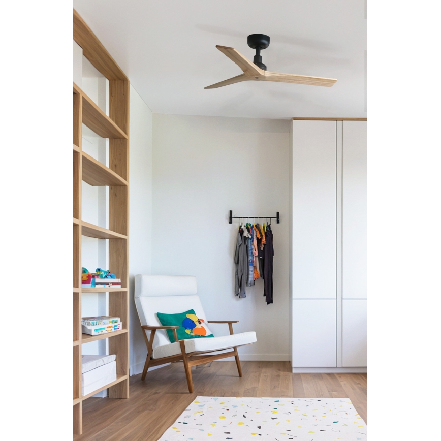 FARO 34284 - Mennyezeti ventilátor KLIM S fenyő/fekete átm. 92,5 cm + távirányítás