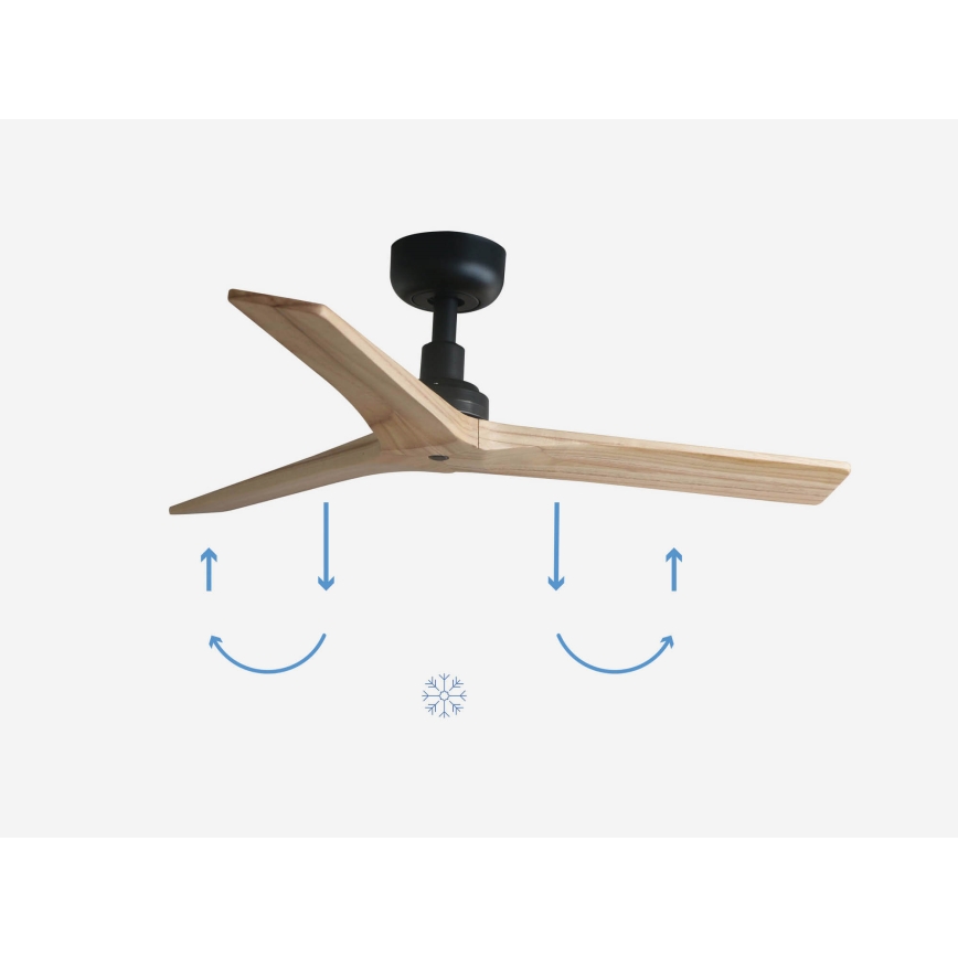 FARO 34284 - Mennyezeti ventilátor KLIM S fenyő/fekete átm. 92,5 cm + távirányítás