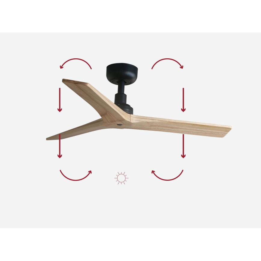 FARO 34284 - Mennyezeti ventilátor KLIM S fenyő/fekete átm. 92,5 cm + távirányítás