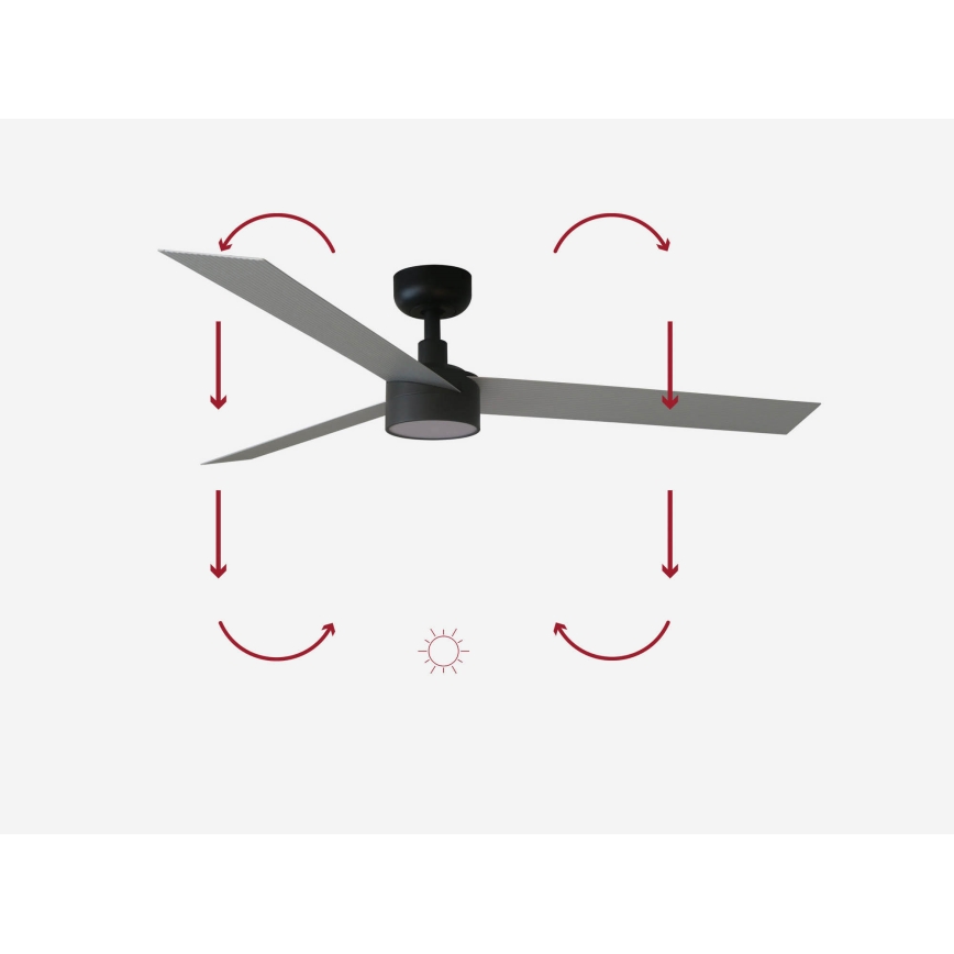 FARO 34286-1TW - Fényerőszabályozható LED mennyezeti ventilátor CRUISER L LED/18W/230V 2700/3000/4000K átmérő 132 cm fekete/szürke + távirányító