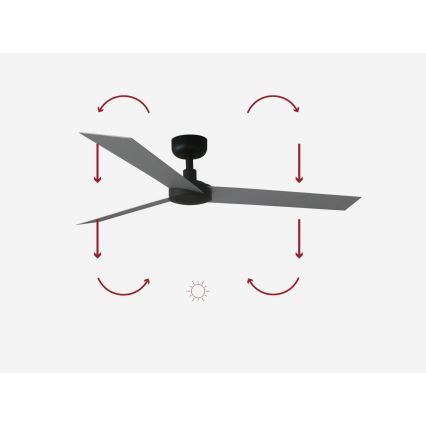 FARO 34286 - Mennyezeti ventilátor CRUISER L fekete átm. 132 cm + távirányítás