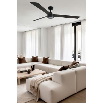 FARO 34293WT1S - LED-fényerőszabályozható CRUISER XL mennyezeti ventilátor LED/18W/230V 2700/3000/4000K átmérő 160 cm fekete Tuya Wi-Fi + távirányító
