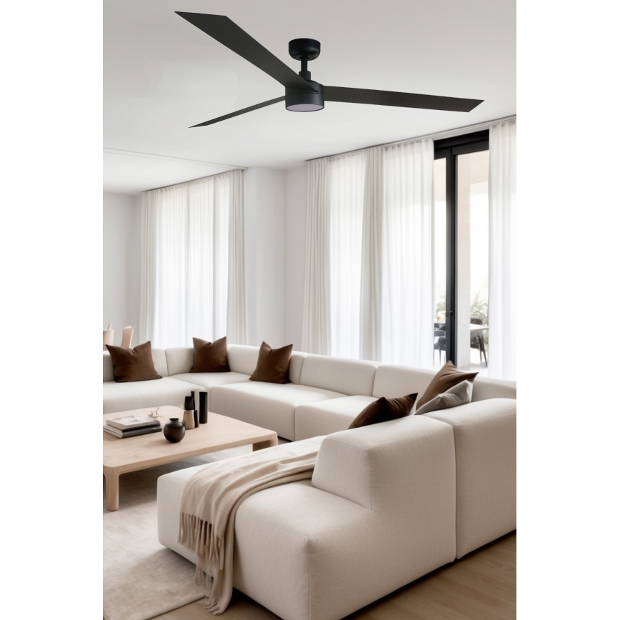 FARO 34293WT1S - LED-fényerőszabályozható CRUISER XL mennyezeti ventilátor LED/18W/230V 2700/3000/4000K átmérő 160 cm fekete Tuya Wi-Fi + távirányító