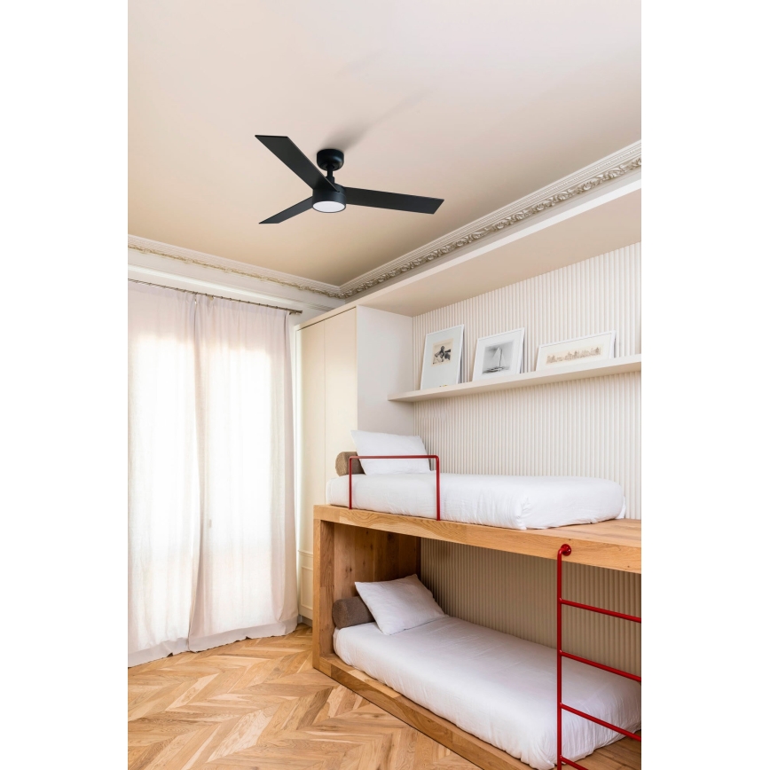 FARO 34296-1TW - LED fényerőszabályozható mennyezeti ventilátor RUDDER S LED/18W/230V 2700/3000/4000K átm. 106 cm fekete + távirányító