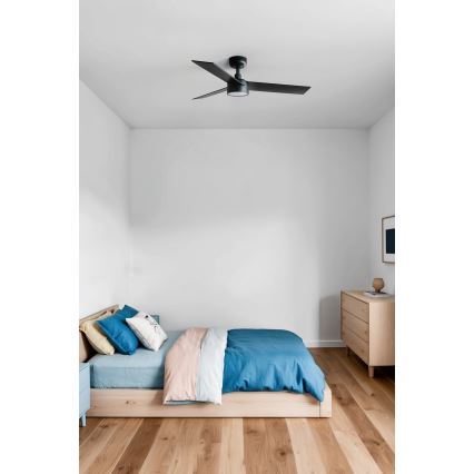 FARO 34296WT-1TW - LED Dimmelhető mennyezeti ventilátor RUDDER S LED/18W/230V 2700/4350/6000K fekete/barna átm. 106 cm Wi-Fi Tuya + távirányítás