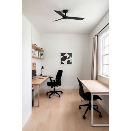 FARO 34296WT - Mennyezeti ventilátor RUDDER S fekete/barna átm. 106 cm Wi-Fi Tuya + távirányítás