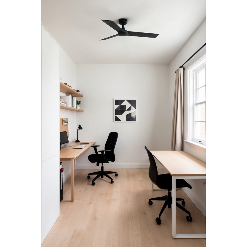 FARO 34296WT - Mennyezeti ventilátor RUDDER S fekete/barna átm. 106 cm Wi-Fi Tuya + távirányítás