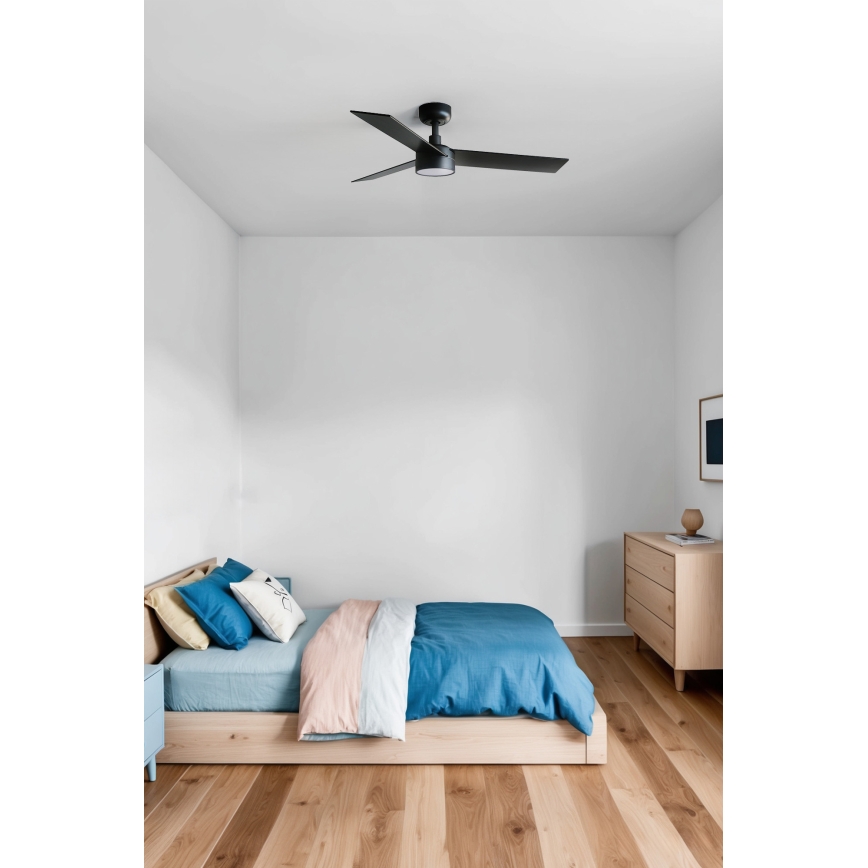 FARO 34296WT1S - RUDDER S LED-dimmelhető mennyezeti ventilátor LED/18W/230V 2700/3000/4000K Ø 106 cm barna/fekete Wi-Fi Tuya + távirányító