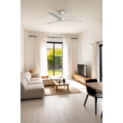 FARO 34297WT - Mennyezeti ventilátor RUDDER L fehér/bézs átm. 132 cm Wi-Fi Tuya + távirányítás