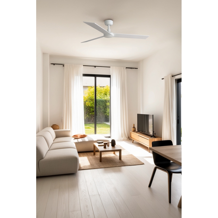 FARO 34297WT - Mennyezeti ventilátor RUDDER L fehér/bézs átm. 132 cm Wi-Fi Tuya + távirányítás