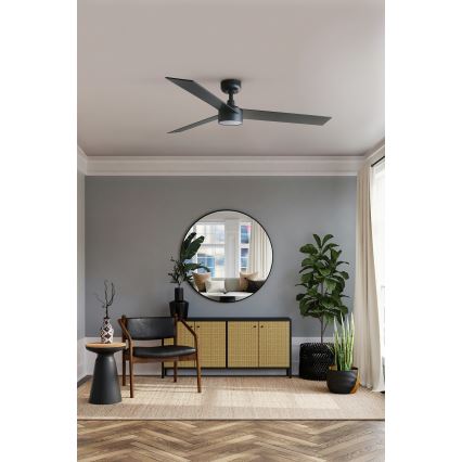 FARO 34298WT1S - LED dimmelhető mennyezeti ventilátor RUDDER L LED/18W/230V 2700/3000/4000K átmérő 132 cm barna/fekete Wi‑Fi Tuya + távirányító