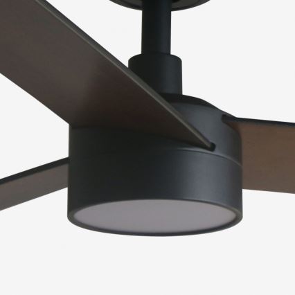 FARO 34298WT1S - LED dimmelhető mennyezeti ventilátor RUDDER L LED/18W/230V 2700/3000/4000K átmérő 132 cm barna/fekete Wi‑Fi Tuya + távirányító