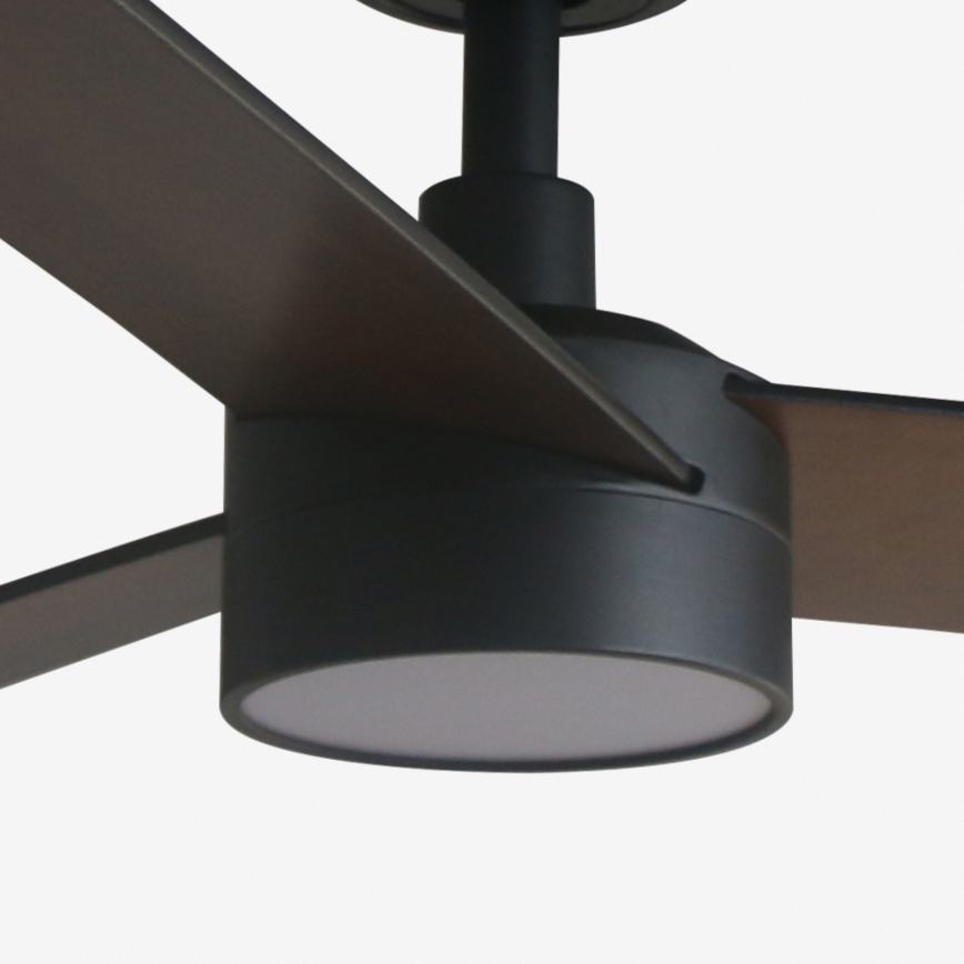 FARO 34298WT1S - LED dimmelhető mennyezeti ventilátor RUDDER L LED/18W/230V 2700/3000/4000K átmérő 132 cm barna/fekete Wi‑Fi Tuya + távirányító