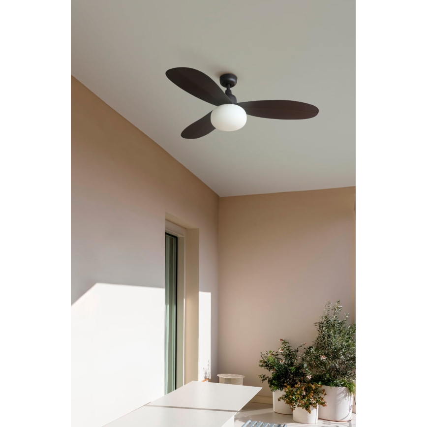 FARO 34301-11L - PALMA mennyezeti ventilátor 1xE27/15W/230V, barna, átm. 129 cm, IP44 + távirányító