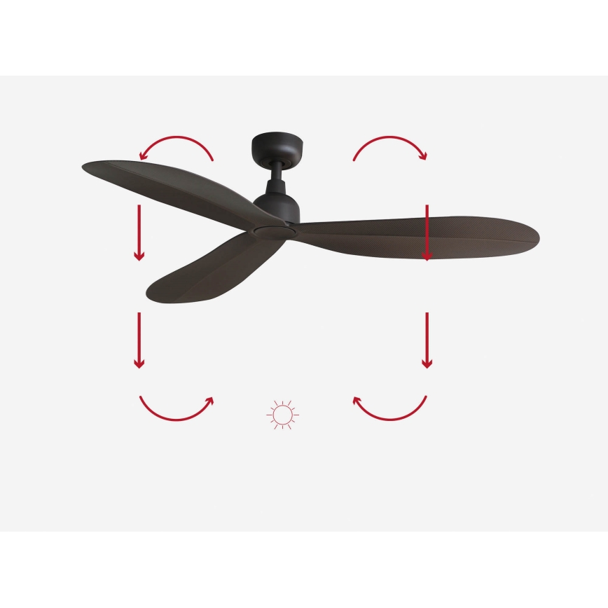 FARO 34301 - Mennyezeti ventilátor PALMA barna átm. 129 cm IP44 + távirányítás