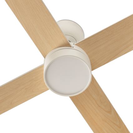 FARO 34355WT-1TW - dimmelhető LED mennyezeti ventilátor RUDDER L LED/18W/230V 2700/3000/4000K fehér/bézs átm. 132 cm Tuya Wi‑Fi + távirányító