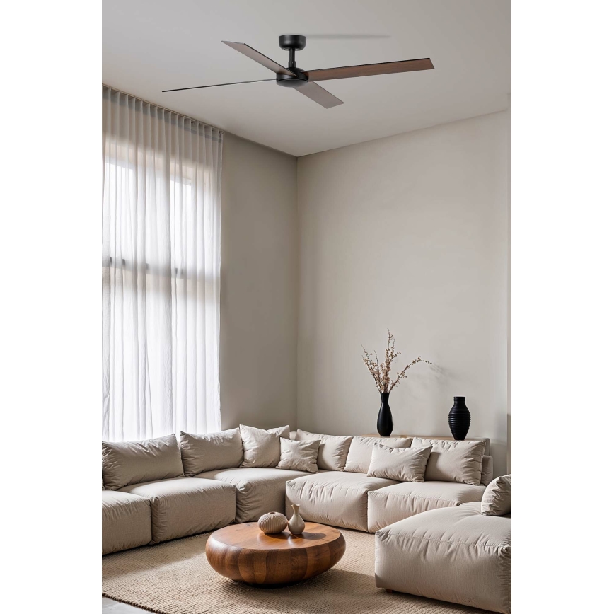 FARO 34356WT - Mennyezeti ventilátor RUDDER L barna/fekete átm. 132 cm Wi-Fi Tuya + távirányítás