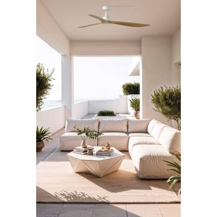 FARO 34361WT - mennyezeti ventilátor OUTWOOD L, barna/fehér, Ø 150 cm, Wi‑Fi Tuya, IP44 + távirányító