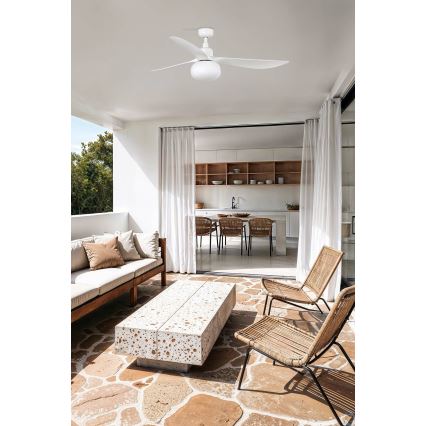 FARO 34363WT-11L - OUTWOOD L mennyezeti ventilátor 1xE27/15W/230V fehér átmérő 150 cm Wi-Fi Tuya IP44 + távirányító