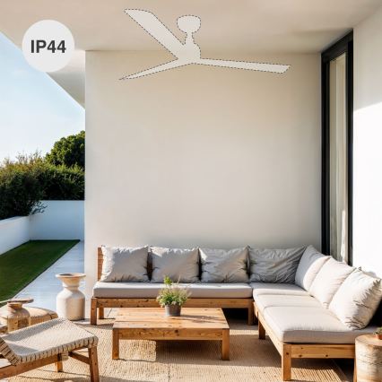 FARO 34370WT - MARINE M mennyezeti ventilátor, Ø 125 cm, barna/fehér, IP44, Tuya Wi-Fi + távirányító