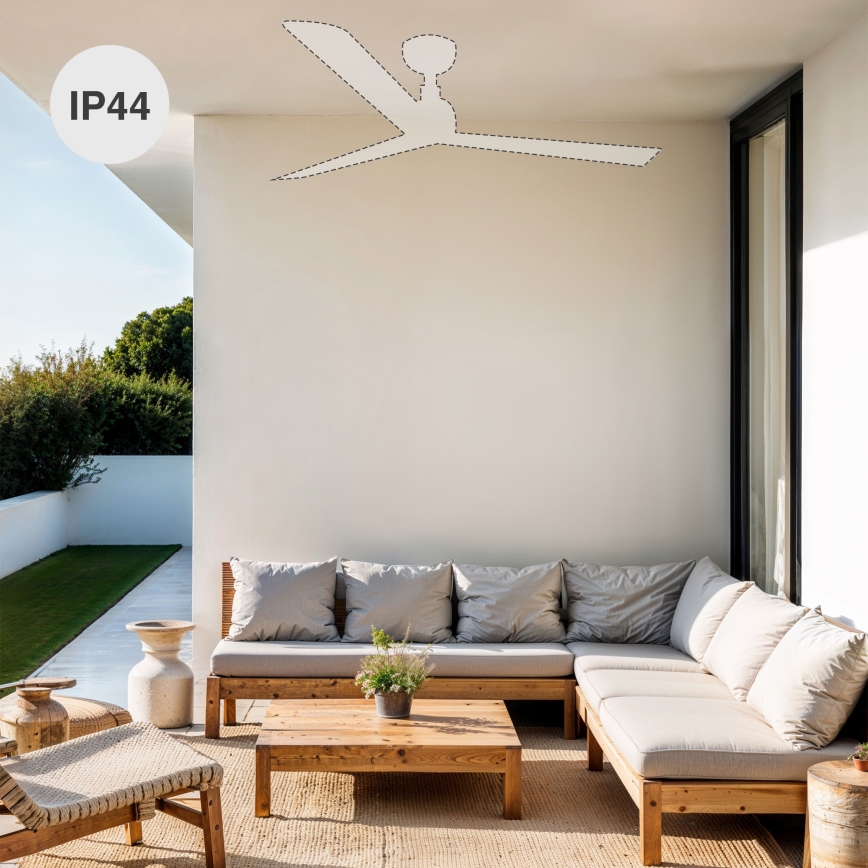FARO 34370WT - MARINE M mennyezeti ventilátor, Ø 125 cm, barna/fehér, IP44, Tuya Wi-Fi + távirányító