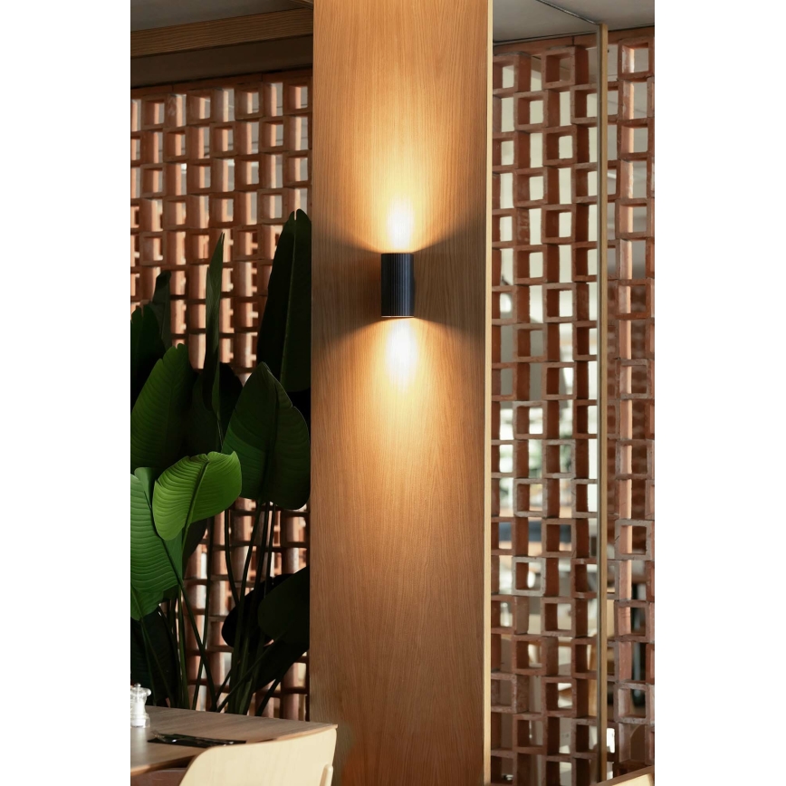 FARO 40543 - Fali lámpa SOLE 2xGU10/8W/230V fekete csipkézett kerek