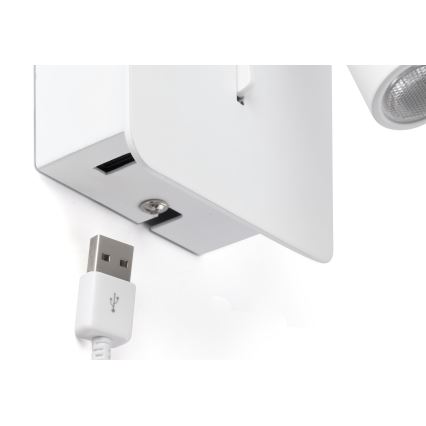 FARO 62117 - LED Fali spotlámpa SUAU LED/3W/230V USB fehér