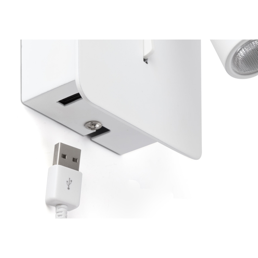 FARO 62117 - LED Fali spotlámpa SUAU LED/3W/230V USB fehér