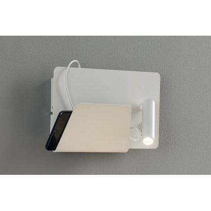 FARO 62124 - LED Fali spotlámpa SUAU LED/3W/230V USB fehér