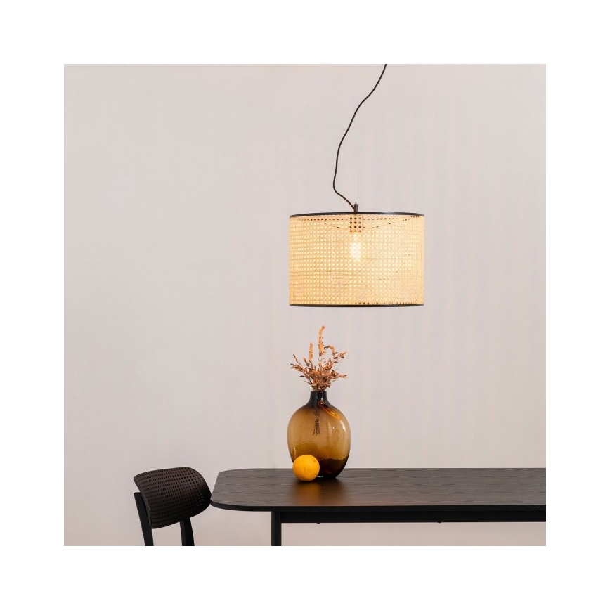 FARO 64314-48 - Csillár zsinóron MAMBO 1xE27/15W/230V rattan/fekete