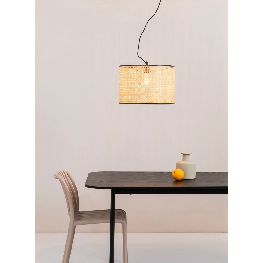 FARO 64314-49 - Csillár zsinóron MAMBO 1xE27/15W/230V á. 45 cm rattan/fekete