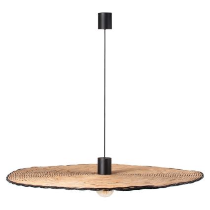 FARO 68590-70 - Csillár zsinóron COSTAS 1xE27/15W/230V á. 100 cm fekete/rattan