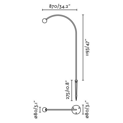 FARO 75562 - LED Kültéri lámpa CUCA LED/3W/24V 119,3 cm IP65 antracit