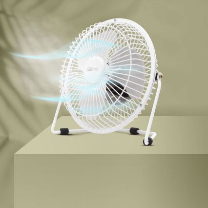 Fehér asztali ventilátor, 1,75 W/5 V USB, 18 cm átmérő