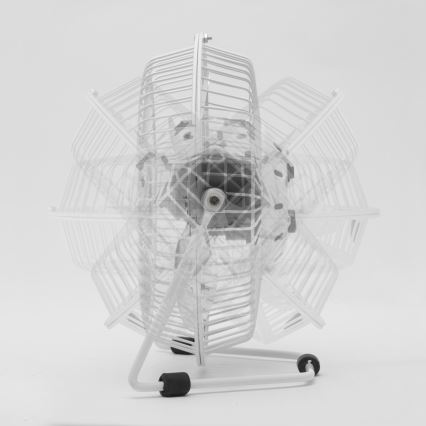 Fehér asztali ventilátor, 1,75 W/5 V USB, 18 cm átmérő