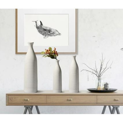 Fehér kerámia váza, 46 cm