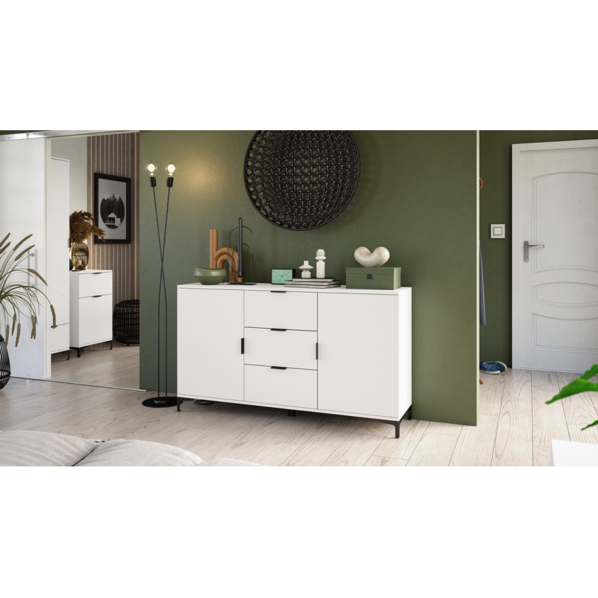 Fiókos és ajtós komód LORA fehér