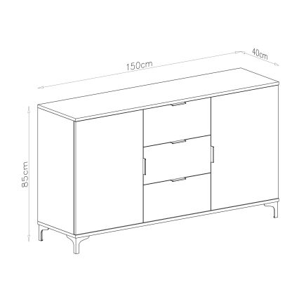 Fiókos és ajtós komód LORA fehér