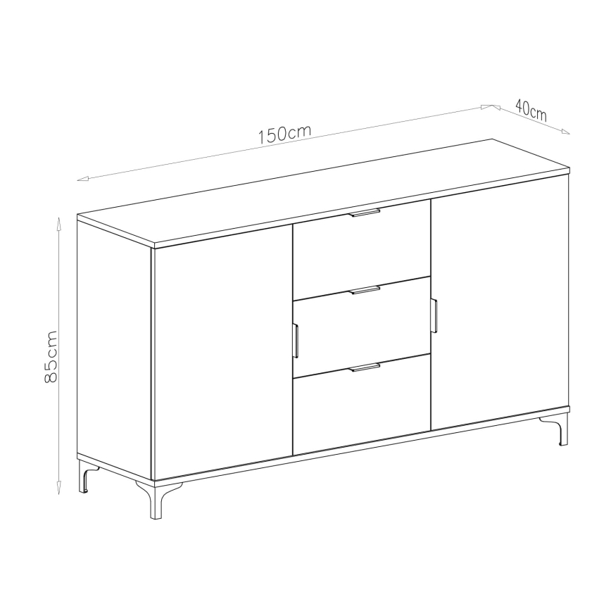 Fiókos és ajtós komód LORA fehér
