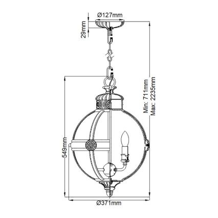 Feiss - Csillár láncon ADAMS 3xE14/60W/230V arany