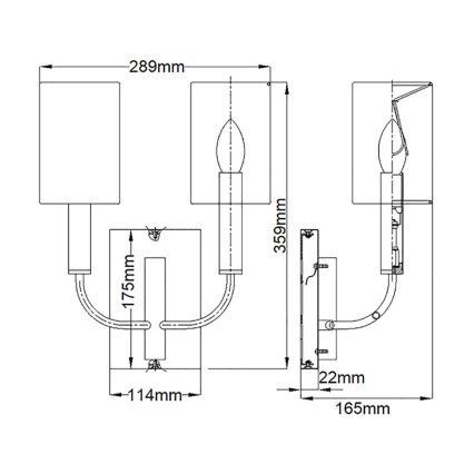 Feiss - Fali lámpa BRIANNA 2xE14/60W/230V