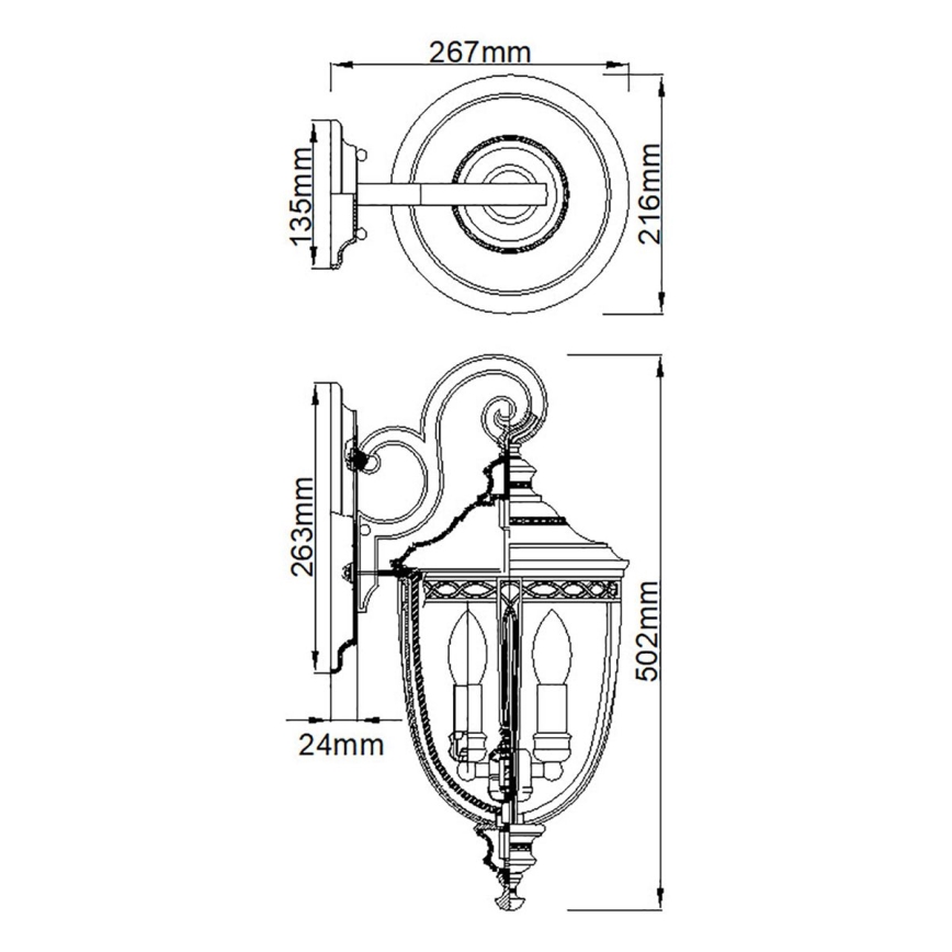 Feiss - Kültéri fali lámpa ENGLISH BRIDLE 3xE14/60W/230V IP44
