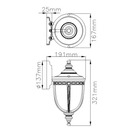 Feiss - Kültéri fali lámpa ENGLISH BRIDLE 1xE27/60W/230V IP44