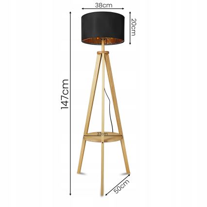 Fekete állólámpa 1xE27/40W/230V