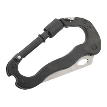 Fekete alumínium multifunkciós karabiner biztonsági zárral